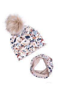 Zimowa Czapka z pomponem + Komin LASTRICO BEŻ -50%