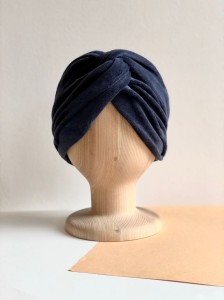 Opaska Turband Maxi VELVET ciepła NAVY BLUE