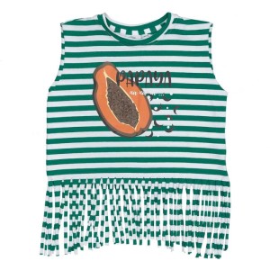 Koszulka z frędzelkami Lambada shirt GREEN STRIPES PAPAYA -50%