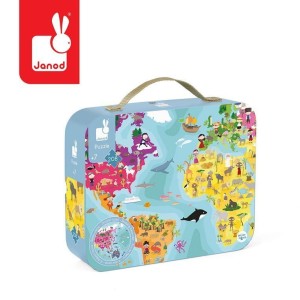 Janod 7 lat+ Puzzle w walizce dwustronne Planeta 208 el.