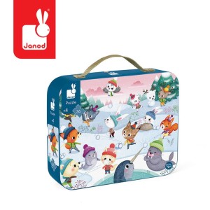 Janod 4 lata+ Puzzle w walizce Zabawa na śniegu 36 el.