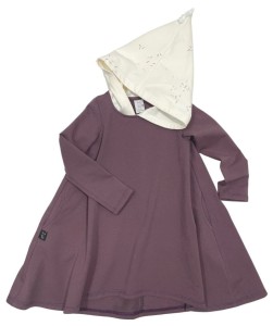 Sukienka 68-21 FREEDOM DRESS with a hood / eggplant color - GOTS -50%