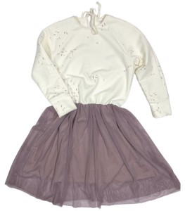 Sukienka 66-21 TULLE DRESS  NATURAL / light violet - GOTS -50%