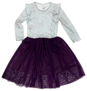 Sukienka 65-21 TULLE DRESS pastel dots wh dark violet -50%