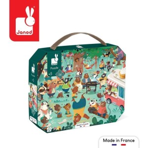 Janod 5 lat+ Puzzle w walizce Rodzina misiów 54 el.