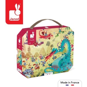 Janod 5 lat+ Puzzle w walizce Smoki 54 el.