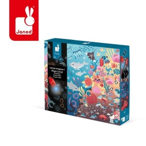Janod 3 lata+ Świecące puzzle OCEAN z mini-lampką UV 24 el.