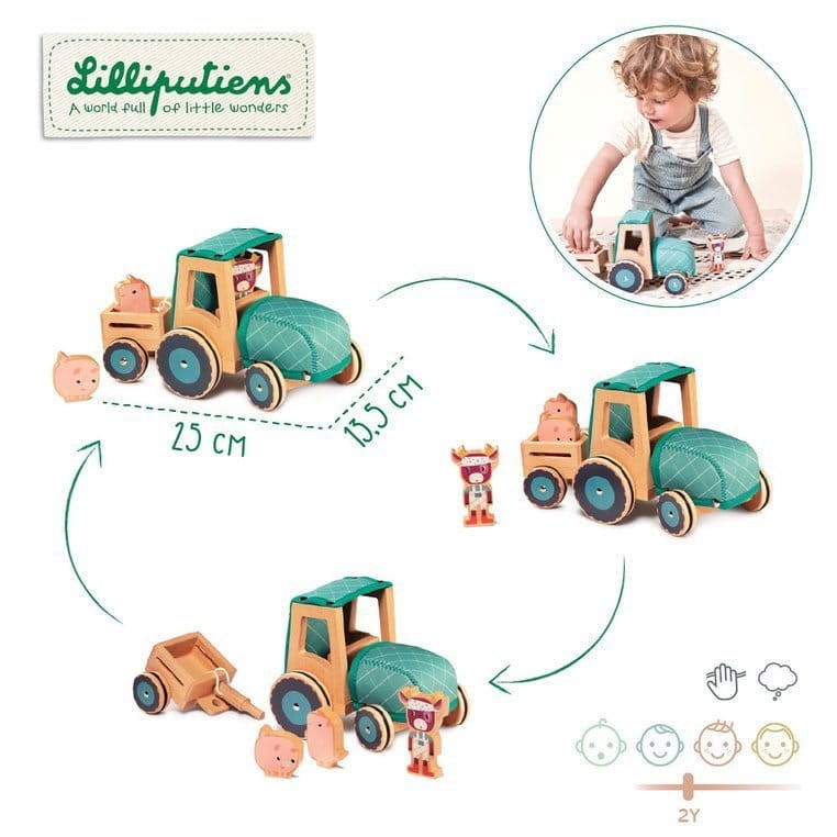 LILLIPUTIENS-Drewniany-traktor-z-przyczepa-i-2-swinkami-Krowka-Rosalie-polkabubu-2.jpg