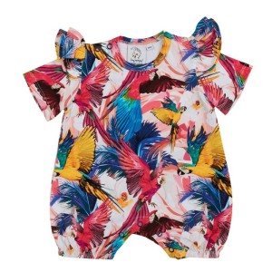 Rampers z falbankami PINK PARROTS krótki