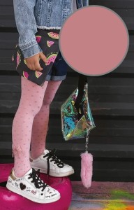 Rajstopki bambusowe NUSIA wzorzyste DUSTY ROSE z kokardką