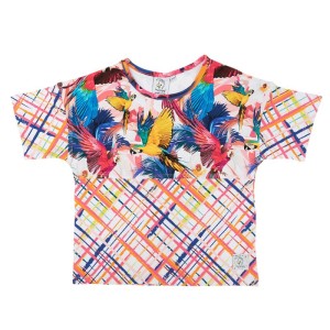 T-Shirt Patch FANCY GRID / PINK PARROTS