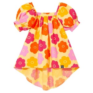 Sukienka z bufiastymi rękawami New Puffed Dress YELLOW FLOWER