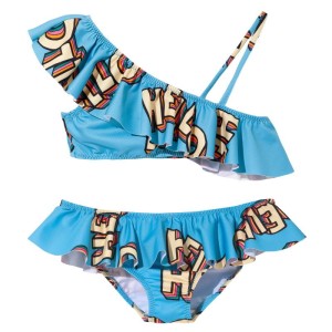 Dwuczęściowy strój kąpielowy bikini UV two-piece frill bikini BLUE HELLO