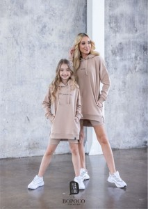 Bluza z kapturem BEŻOWA follow your intuition (mama&dziecko) -50%