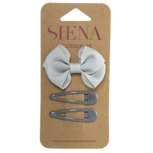 Spinki 3 szt. KOKARDKA prążek szara / Light Grey SIENA 207 10 7432 E