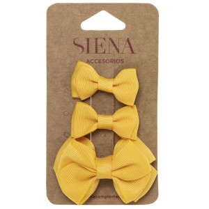 Spinki 3 szt. KOKARDKI 1 duża + 2 małe musztardowe / Mustard SIENA 207 50 7435 MS
