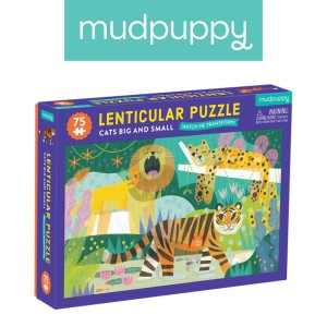 Mudpuppy 5 lat+ Puzzle soczewkowe z ruchomym obrazkiem 3D Duże i małe koty 75 el.