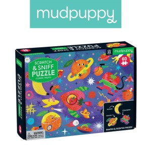 Mudpuppy 4 lata+ Puzzle sensoryczne z elementami zapachowymi Kosmiczne owoce 60 el.