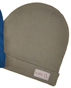 Czapka PRĄŻEK beanie rib KHAKI (mama&dziecko)