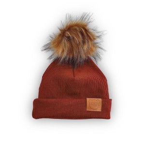 Czapka ORGANIC RUST z pomponem Premium