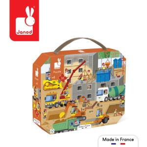 Janod 4 lata+ Puzzle w walizce Plac budowy 36 el.