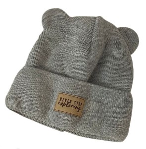Czapka z uszami 289-22 BEANIE BEAR / LIGHT GRAY