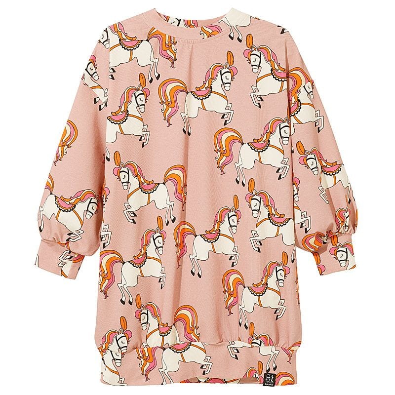 kukukid-sweatshirt dress pale pink horse-polkabubu.jpg