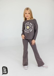 Bluza STALOWA z kwiatkiem BE POSITIVE.