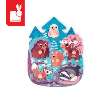Puzzle drewniane Wesoły Las 18 m+ Janod J07097
