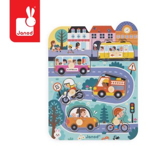 Puzzle drewniane W mieście 6 el. 18 m+ Janod J07106