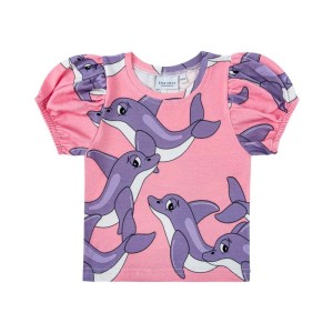 Krótka koszulka DELFIN RÓŻ - DOLPHIN PINK / CROP TOP