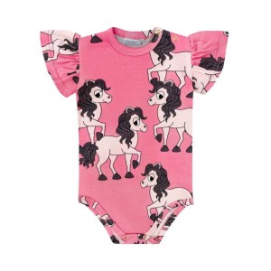 Body ze skrzydełkami KONIK RÓŻ - HORSIE PINK / FRILL BODYSUIT