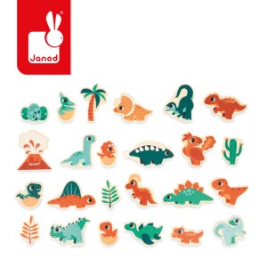 Magnesy drewniane Dinozaury 24 sztuki 2 lata+ Janod J05839