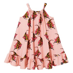 Sukienka Bow Dress PINK orange-pink fish