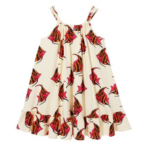 Sukienka Bow Dress BEIGE orange-pink fish