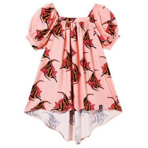 Sukienka Puffed Dress PINK orange-pink fish