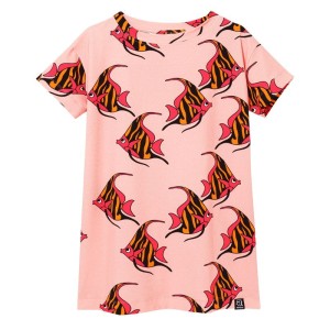 Sukienka T-Dress PINK orange-pink fish