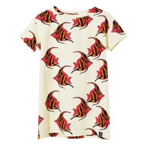 Sukienka T-Dress BEIGE orange-pink fish
