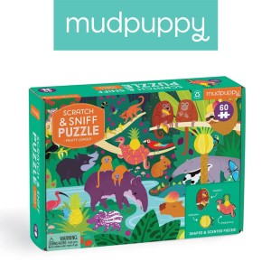 Mudpuppy 4 lata+ Puzzle sensoryczne z elementami zapachowymi Owocowa dżungla 60 el.