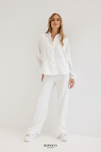 Spodnie z wiskozy ŚMIETANKOWE bootcut -50%