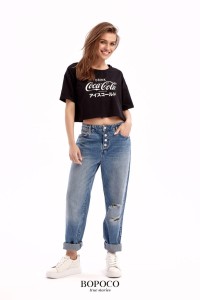T-Shirt Crop Coca-Cola CZARNY -50%
