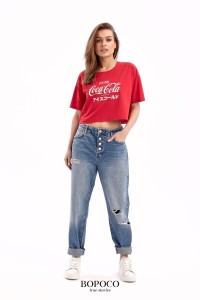 T-Shirt Crop Coca-Cola CZERWONY -50%