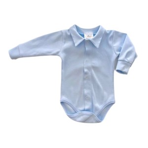 Body z kołnierzykiem BŁĘKITNE długi rękaw -50%