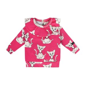 Longsleeve z falbanką JOGINEK RÓŻ - YOGICAT PINK / FRILL LONGSLEEVE