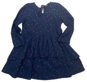 Sukienka 107-23 WAVE DRESS / MUSLIN - NAVY BLUE & GOLD / GOTS