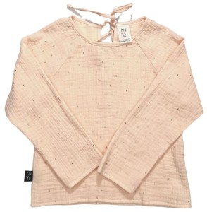 Bluzka 114-23 MUSLIN BLOUSE - PEACH COLOR & GOLD - GOTS