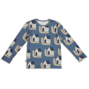 Bluzka prążek SNAILS ON BLUE RIBBED LONGSLEEVE