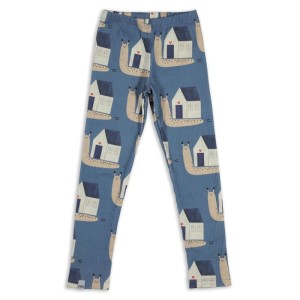 Legginsy prążek SNAILS ON BLUE RIBBED LEGGINGS