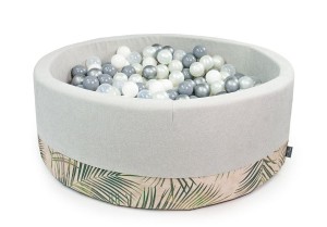 Basen okrągły JASNY SZARY+PALMY koło śr. 90 cm wys. 30 cm + 200 piłek