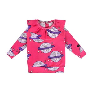 Longsleeve z falbanką PLANETA RÓŻ - PLANET PINK / FRILL LONGSLEEVE